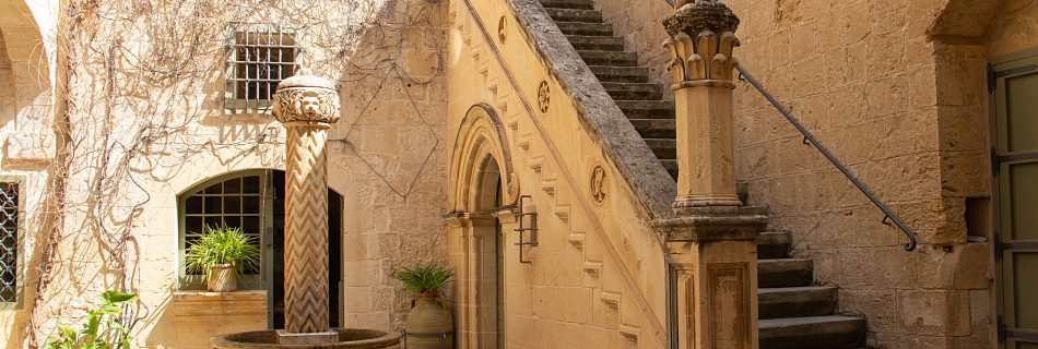 Sunlit courtyard in a Maltese palace