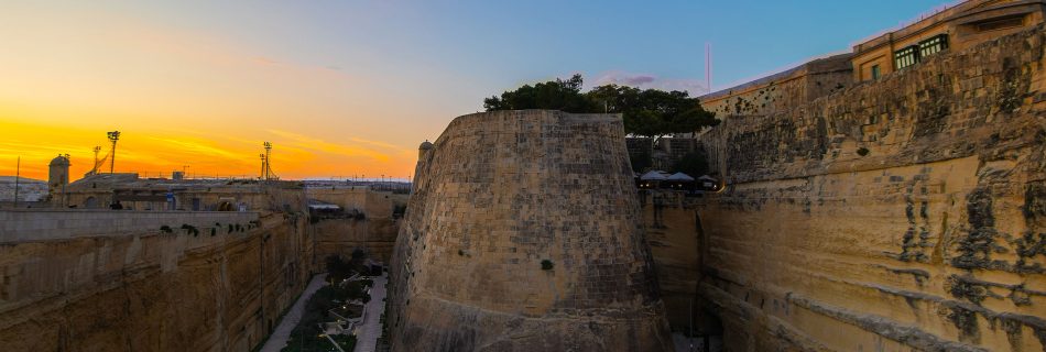 Valletta walls at sunset