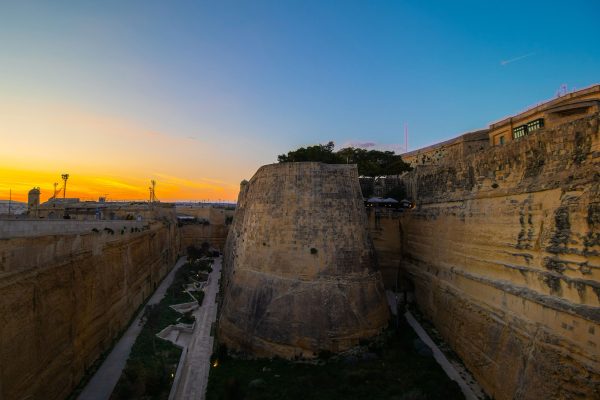 Valletta walls at sunset